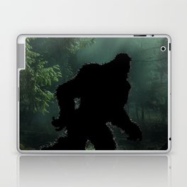 Bigfoot sasquatch walking through the dark forest mountain woods funny humorous art print poster / posters Laptop Skin