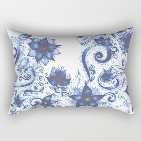 Ballpoint Florals Rectangular Pillow