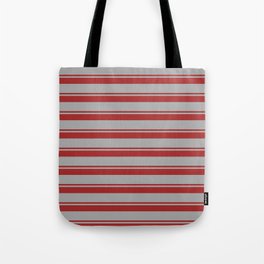 [ Thumbnail: Brown & Dark Gray Colored Lined Pattern Tote Bag ]