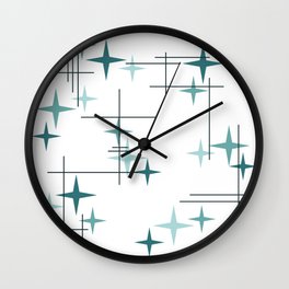 Mid Century Modern Stars (Teal) Wall Clock