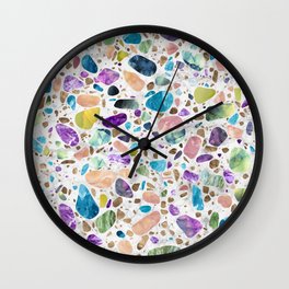 Terrazzo - Mosaic - Gemstones and Gold Wall Clock