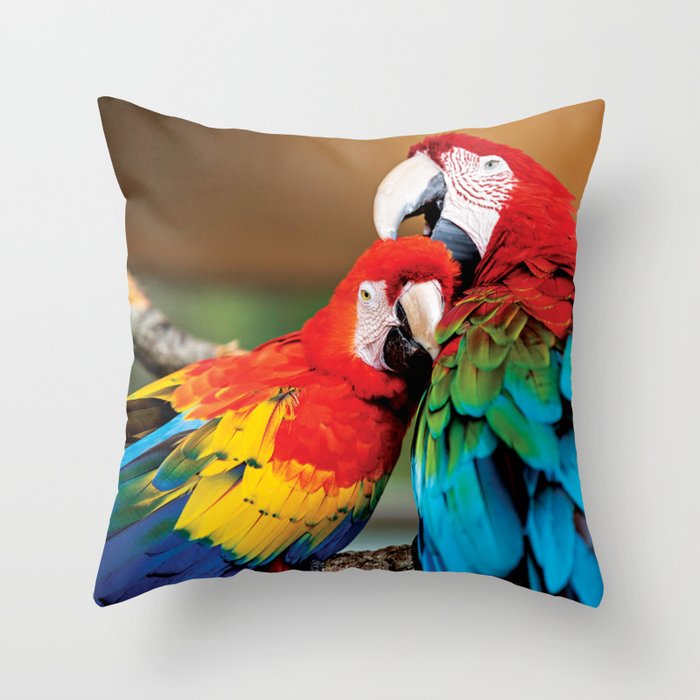 Macaw couple Throw Pillow