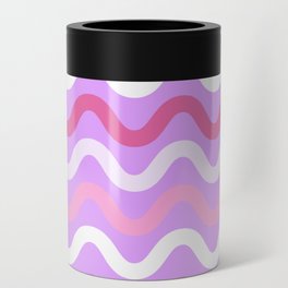Pink retro waves cute Can Cooler