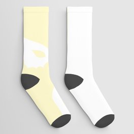 White Mask Silhouette on Pudding Yellow and White Horizontal Split Socks