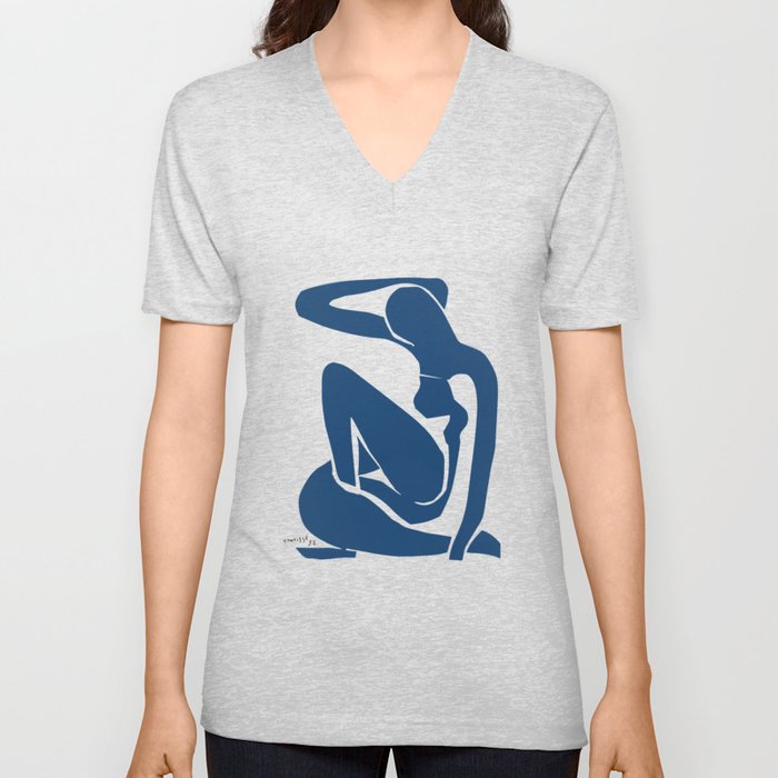 Matisse - Blue Nude I 1952 - Original Cut Out Artwork Reproduction V Neck T Shirt