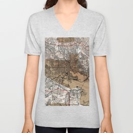 USA, Baltimore City Map Collage V Neck T Shirt