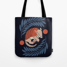 Sleepy Armadillo – Navy Blue and Red Tote Bag
