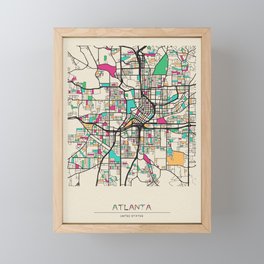 Colorful City Maps: Atlanta, Georgia Framed Mini Art Print