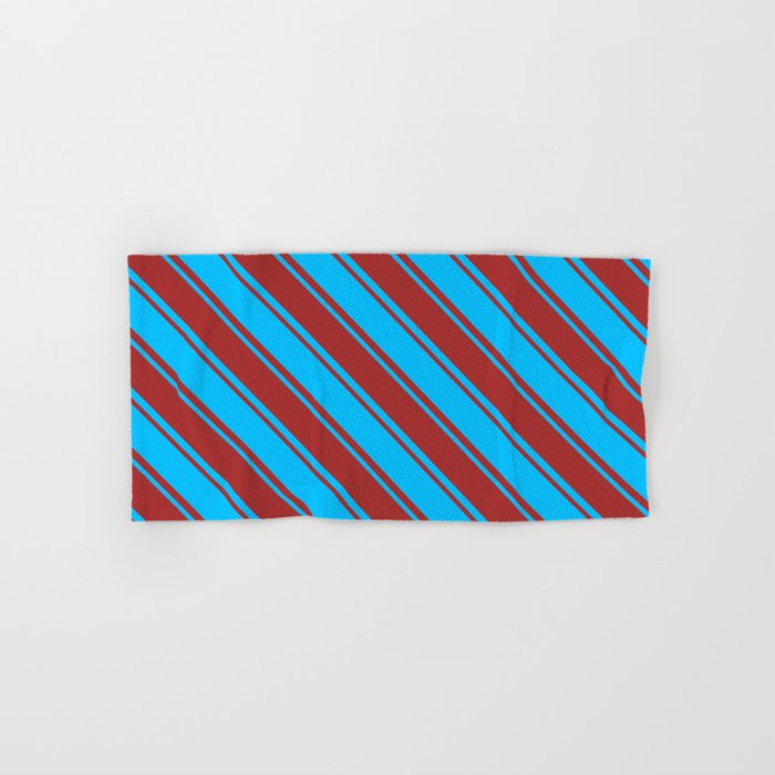 Deep Sky Blue & Brown Colored Striped Pattern Hand & Bath Towel