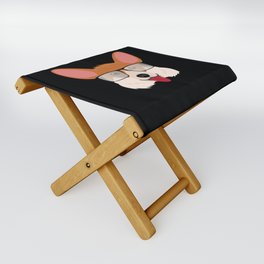 Dog With Glasses Puppy Cute Music Folding Stool