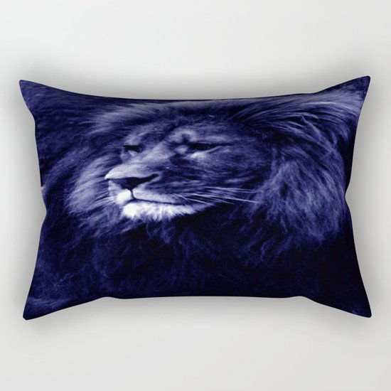 Indigo Blue Lion. Rectangular Pillow
