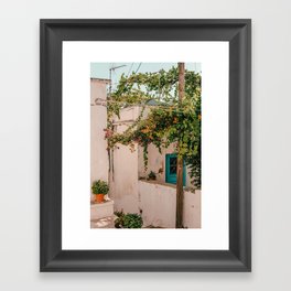 Greek Street Still Live | Colorful Travel Photography in the Cycladic Island of Naxos | Sunny & Summer Vibe Framed Art Print