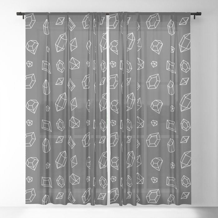 Dark Grey and White Gems Pattern Sheer Curtain