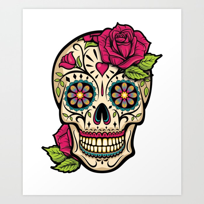 dia de los muertos skull outline