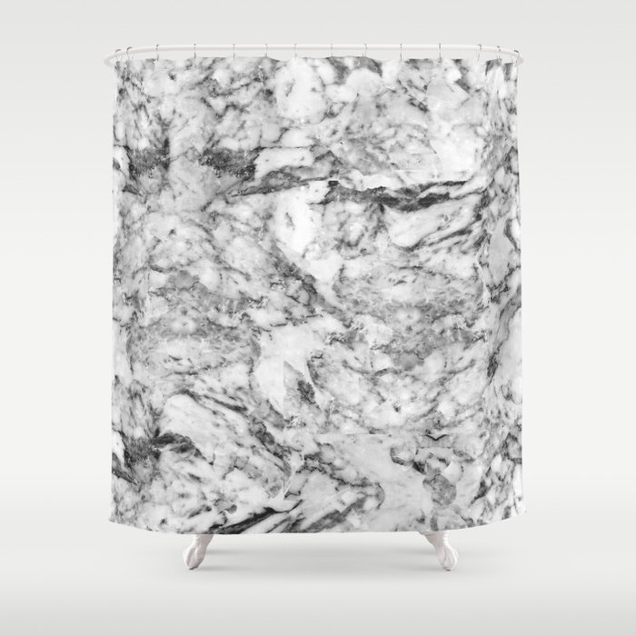 Elegant Gray White Modern Marble Texture Patterns Shower Curtain By Pink Water