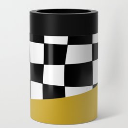 Checkered Stripe Block (mustard yellow/black/white) Can Cooler