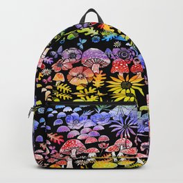 red mushroom and rainbow fungi forest art with Autumn leaves Backpack | Fungi, Watercolor, Rainbowfungi, Rainbowmushroom, Rainbowforest, Painting, Forest, Sunflower, Mushroomart, Fungiart 