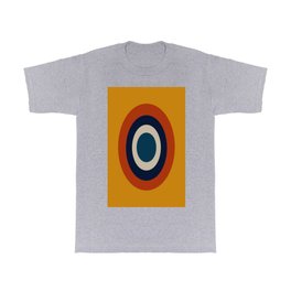80s Vintage Retro Orange, Navy, Cream, and Blue Rings on Yellow Background T Shirt | Navyblue, Digital, 80Sdesign, Retropattern, Retro, Pattern, Retroyellow, Vintagepattern, Yellow, 80Spattern 