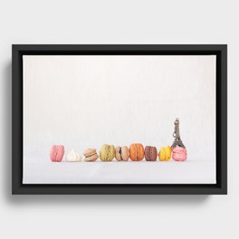 Paris, macarons and the eiffel tower Framed Canvas