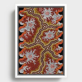 Aboriginal Art Authentic – Mountains Framed Canvas