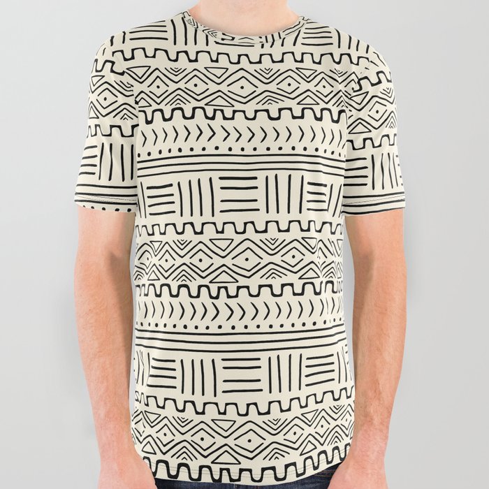 Mud Cloth on Cream All Over Graphic Tee