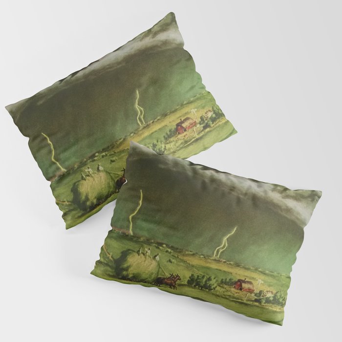 The Line Storm - Thunder and Lightning on the American Plains by John Steuart Curry Pillow Sham