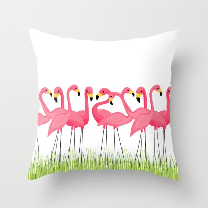 Cuban Pink Flamingos Throw Pillow