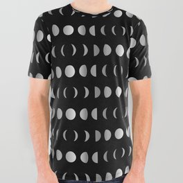 Celestial Moon phases in silver	 All Over Graphic Tee