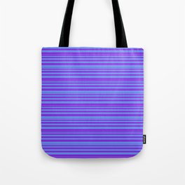 [ Thumbnail: Purple and Cornflower Blue Colored Lines/Stripes Pattern Tote Bag ]