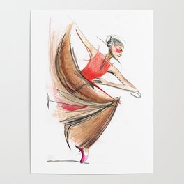 Expressive Dancer Dance Drawing Poster