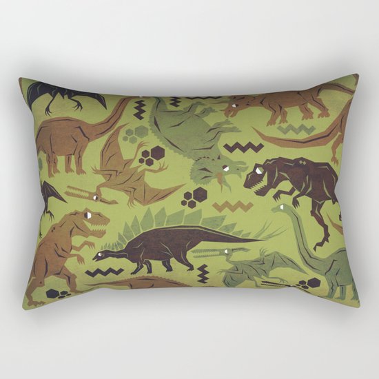 Camouflage Dinosaur Geometric Pattern Rectangular Pillow