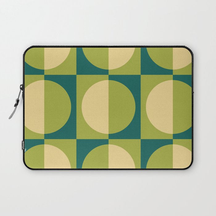 Retro Geometric Half Square and Circle Pattern 462 Laptop Sleeve