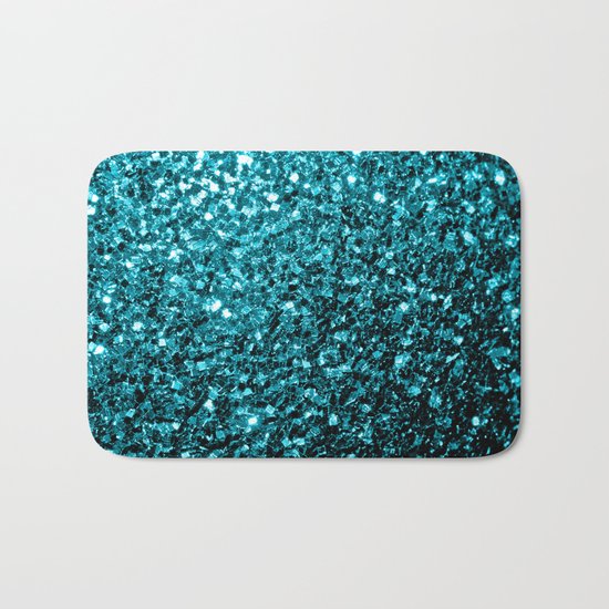 Beautiful Aqua blue glitter sparkles Bath Mat