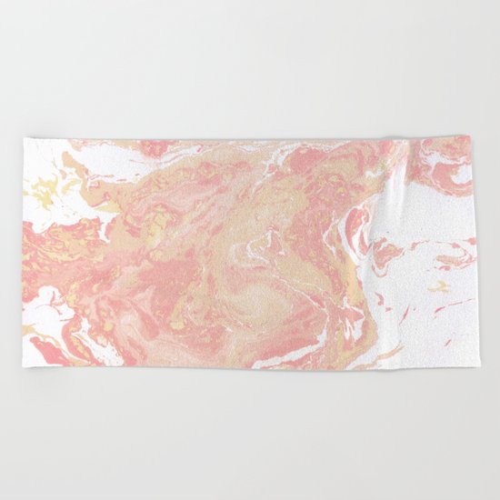 Marble texture background pastel cream shades . Beach Towel