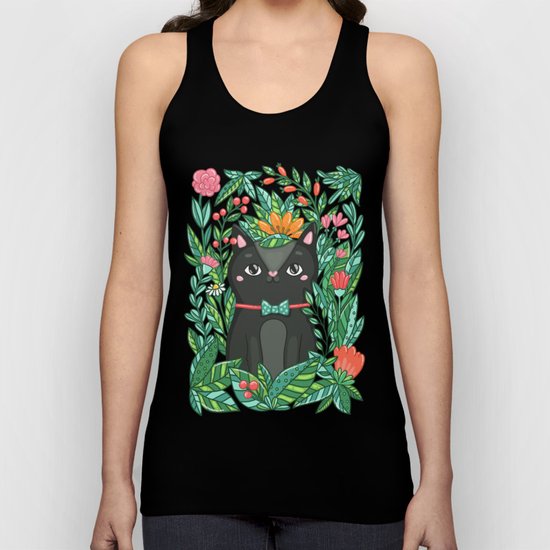 Cat in flowers Unisex Tank Top