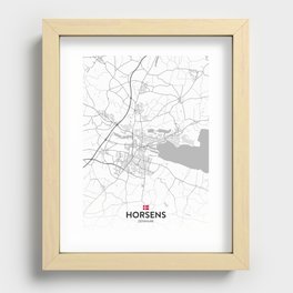 Horsens, Denmark - Light City Map Recessed Framed Print