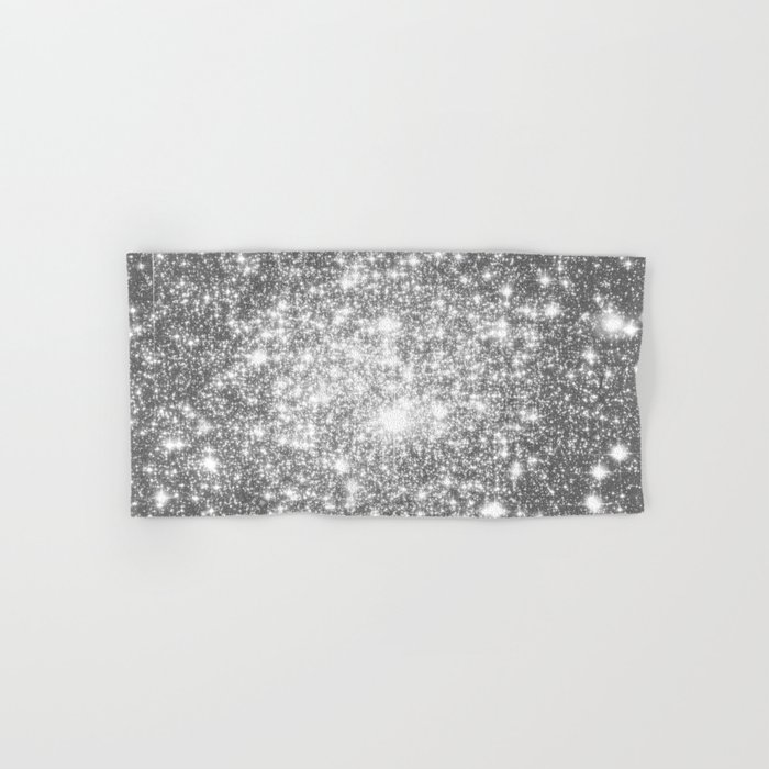 Silver Gray Galaxy Sparkle Stars Hand & Bath Towel
