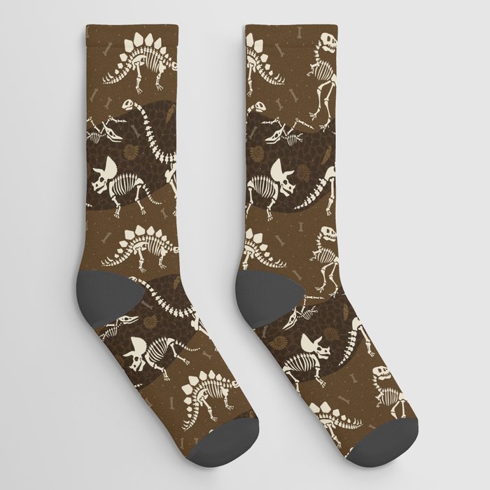 Dinosaur Fossils Pattern Socks