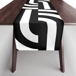 Geometric Abstract graphic white black modern Table Runner