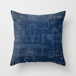 Toy Airplane Blueprint Throw Pillow