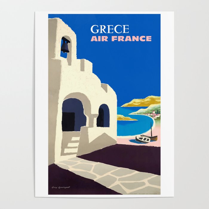 1959 Air France GRECE Greece Travel Poster Poster