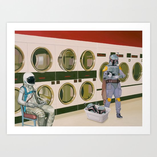 In the Laundromat with Boba Fett Art Print