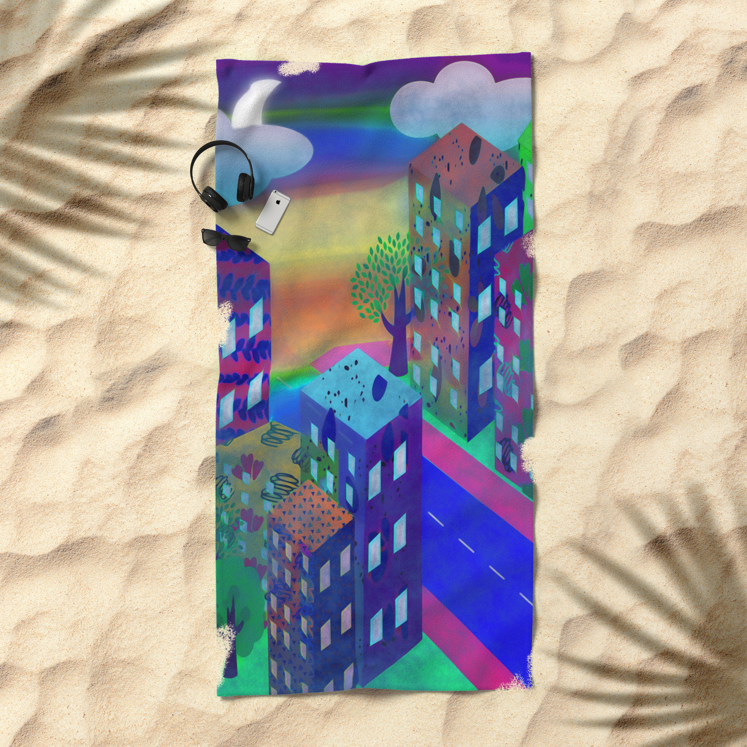 Abstract Urban At Night Beach Towel By Roxygart Society6