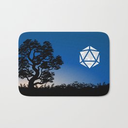 Full Moon D20 Dice and a Tree Tabletop RPG Landscapes Bath Mat