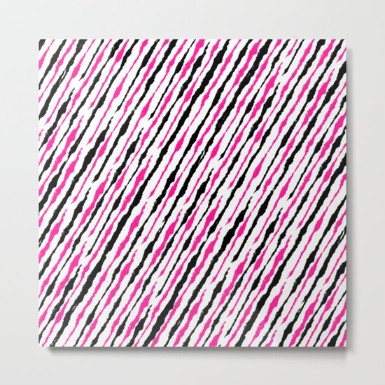 Pink and Black Pattern Metal Print