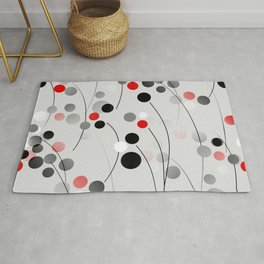Winterberry - Abstract - Black, Gray, Red, White Area & Throw Rug