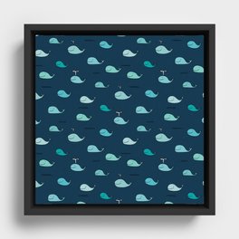 Adorable Tiny Whales  Framed Canvas