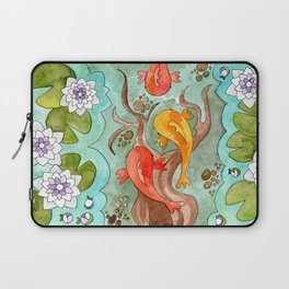 THREE FISHES IN THE LAKE WITH WATER LILIES by LISETTE Laptop Sleeve