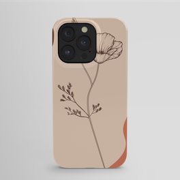 Botanical Flower -Abstract Shape Composition iPhone Case | Minimalistart, Homedecor, Organic, Botanical, Drawing, Burntorange, Abstract, Plant, Floral, Modern 