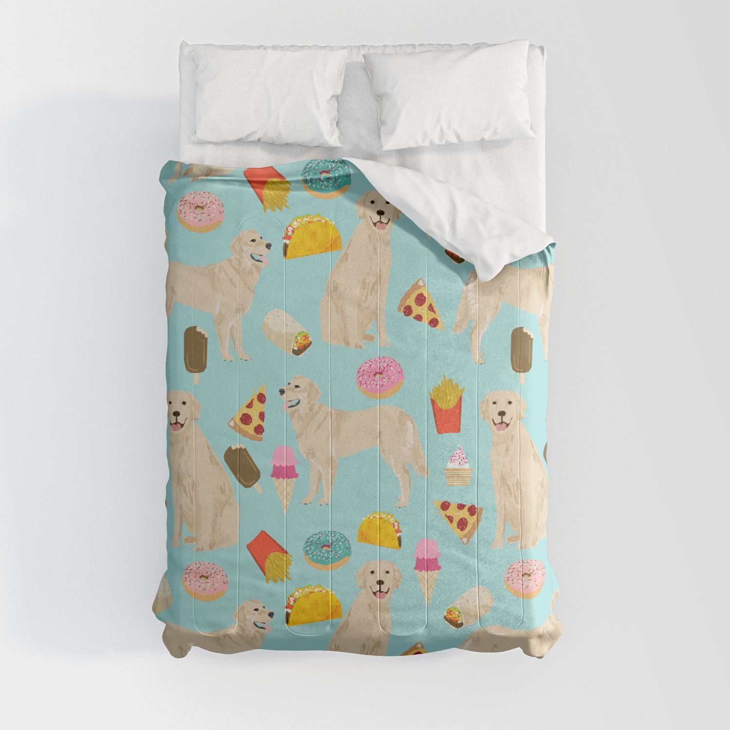 Golden Retriever Donuts French Fries Ice Cream Pizzas Funny Dog Gifts Dog Breeds Comforters By Petfriendly Society6